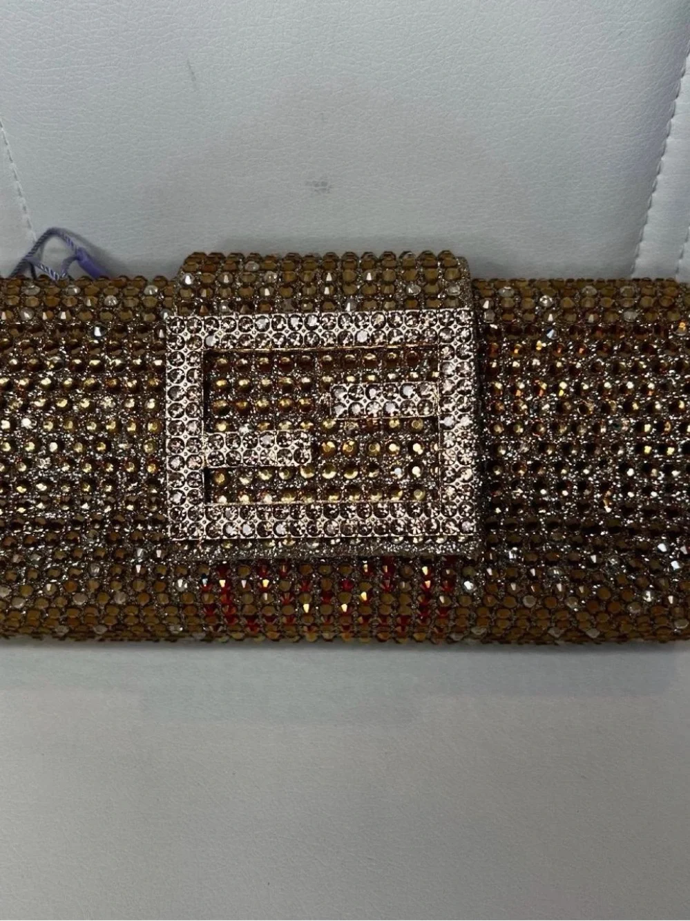 ‼️WOW‼️FF Embellished Gold Crystal Clutch Evening Bag‼️NWT